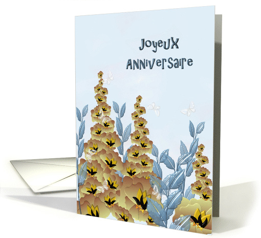 French Birthday Greeting Joyeux Anniversaire Pretty Florals card