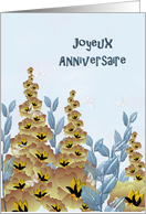 French birthday greeting, French, Joyeux Anniversaire, Pretty floral border card