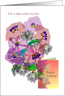 Birthday for Sister-in-Law Bouquet of Flowers and a Matching Card