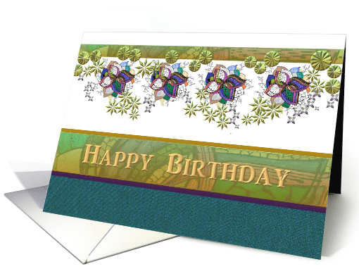 Birthday Abstract Border Design of Various Flower Shapes card (898850)