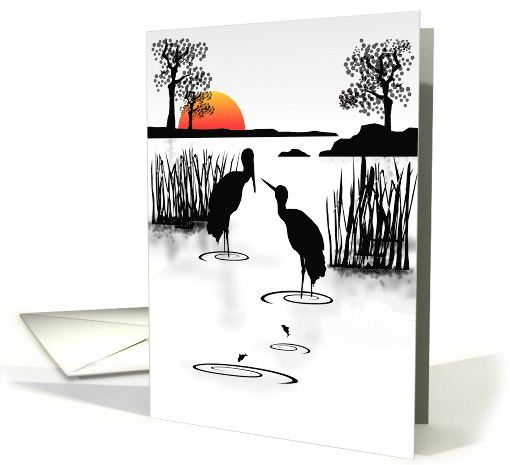 Wedding Anniversary For Spouse Storks Silhouetted Against... (900431)