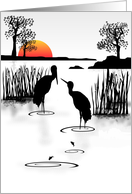 Wedding Anniversary For Spouse Storks Silhouetted Against Setting Sun card