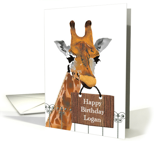 Birthday for Logan Giraffe Sending Birthday Greetings card (901142)