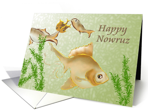 Happy Nowruz Fish Swimming Among Water Plants card (902281)