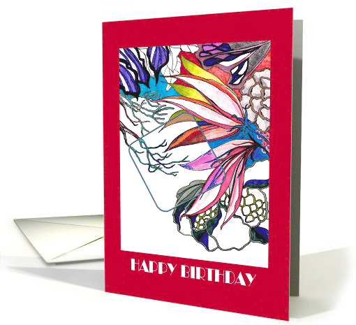 Birthday for Mother-in-Law Colorful Hand Drawn Abstract Florals card