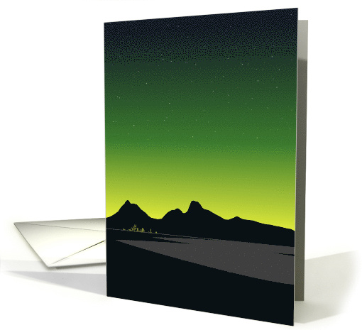 Foreign Shores Night Sky Abstract Art Blank card (904412)
