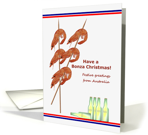 Christmas Greetings From Australia Barbecue Shrimps And Beer card