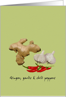 Aromatic Ginger Root Garlic And Chili Peppers card