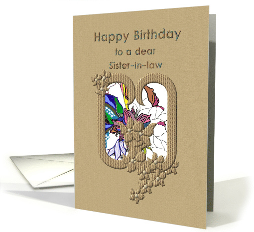 Birthday for Sister-in-Law Hand Drawn Florals in a Card Frame card