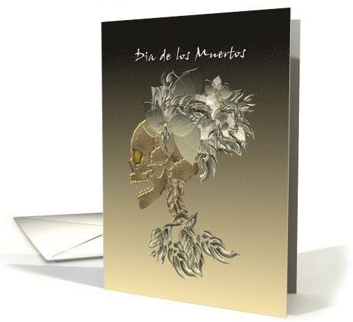 Dia De Los Muertos Illustration Of Skull With Floral Hat card (910704)