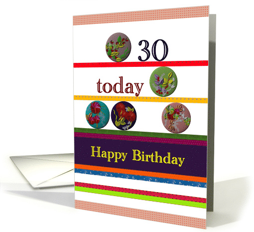 30th Birthday Colorful Buttons And Stripes card (910868)