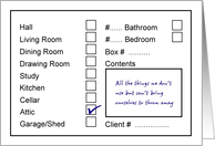 We Have Moved Packing Box Label card
