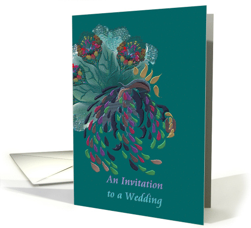 Peacock Themed Wedding Invitation card (912443)