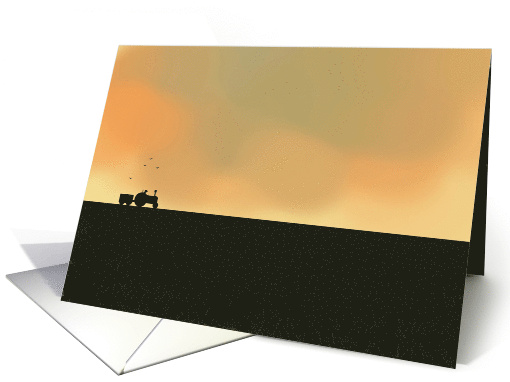 Dawn Sky Farmer And Tractor In Field Blank card (914016)