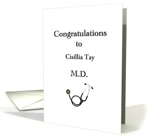 Custom Congratulations Graduation from Medical School Stethoscope card