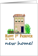 1st Passover In New Home Illustration of House Fence and Garden card