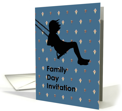 Family Day Invitation Silhouette of Girl on a Swing card (917937)