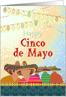Cinco de Mayo for Parents Men in Sombreros Colored Light Decorations card