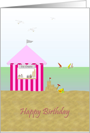 Seaside Birthday Ice Cream Shack Sand Castles Surfers card