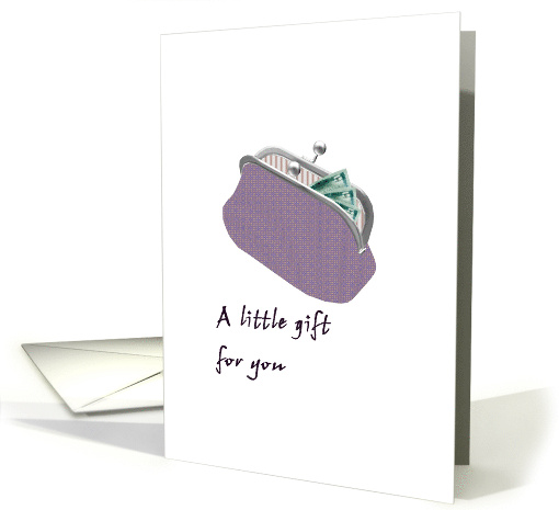 Birthday Money Gift Coin Purse With $5 Bills Tucked Inside card