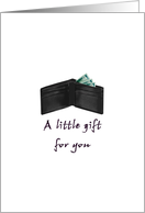 Birthday Money Gift Illustration Wallet with $5 Bills Tucked Inside card