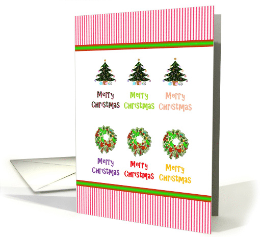 Christmas Decorated Holiday Trees And Wreaths card (918845)