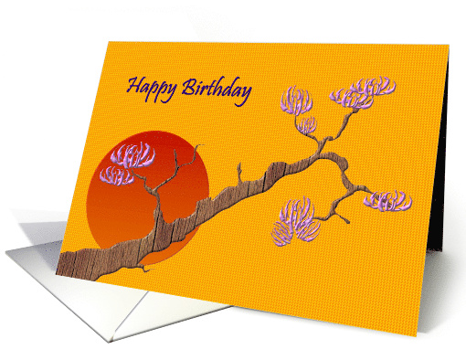 Birthday Abstract Art Floral Tree Against A Setting Sun card (919731)