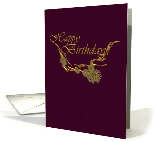 Birthday Abstract Art Gold Floral Swirls card (919744)