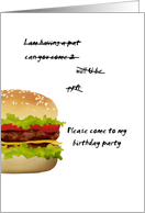 Children’s Birthday Party Invitation Delicious Burger card
