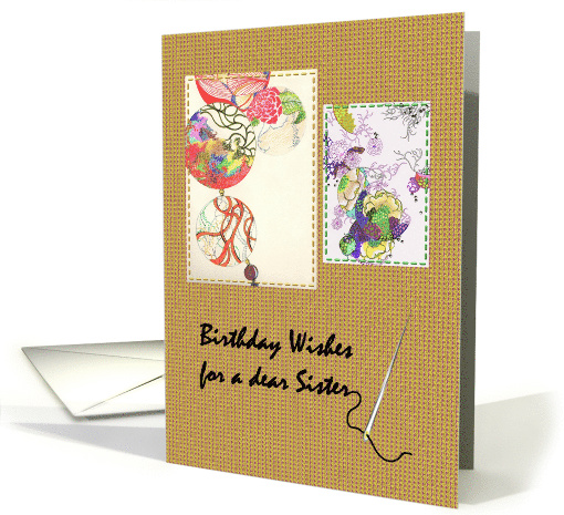 Birthday For Sister Sewing Fabric Patches card (921195)