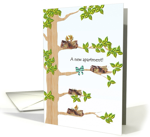 Congratulations New Apartment Birds' Nests on Branches card (921364)