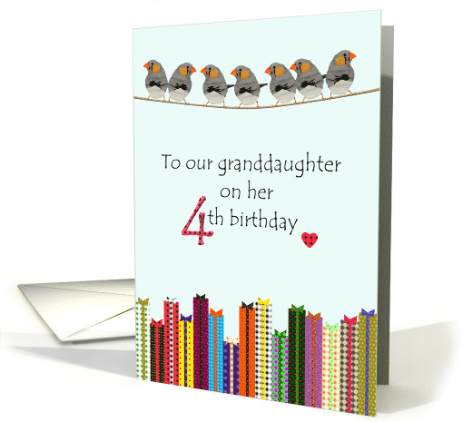 Granddaughter's 4th Birthday Little Birds and Colorful Presents card