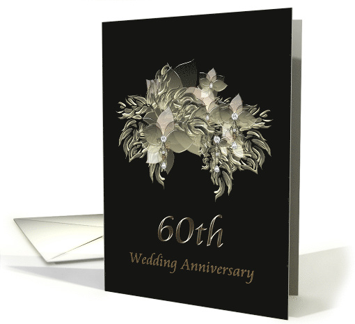 60th Diamond Wedding Anniversary Invitation Abstract Florals card