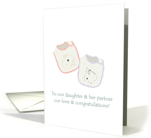 New Baby Congratulations to Daughter and Partner Little Bibs card