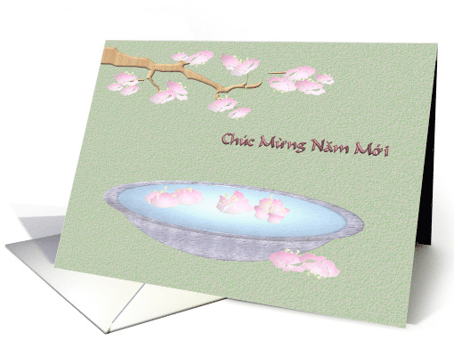 Vietnamese New Year Blossoms Floating in a Water Bowl card (922092)