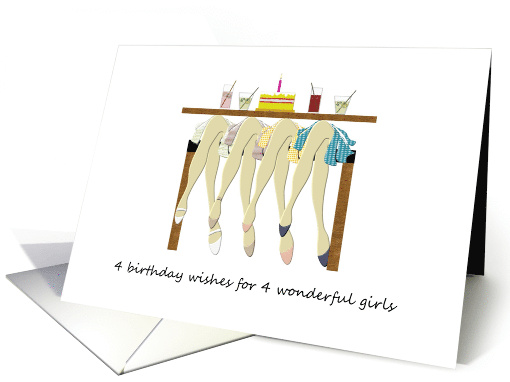 Birthday For Quadruplet Girls Sisters Together With Drinks... (922122)