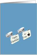 Birthday For Him Silver Cufflinks With Greeting And Cupcake Design card