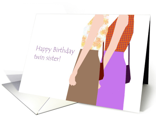 Twin Sister Birthday Sisters Walking Together card (923383)
