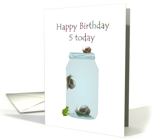 5th Birthday Frog And Snails card (924036)