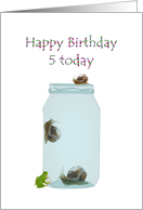 5th Birthday Frog And Snails card