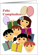 Spanish Birthday Greeting For Kids Children Balloons Presents card