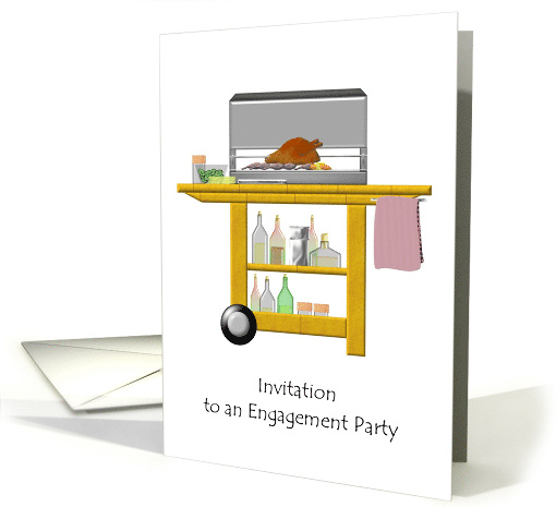 BBQ Themed Engagement Party Invitation Barbecue Trolley card (925390)
