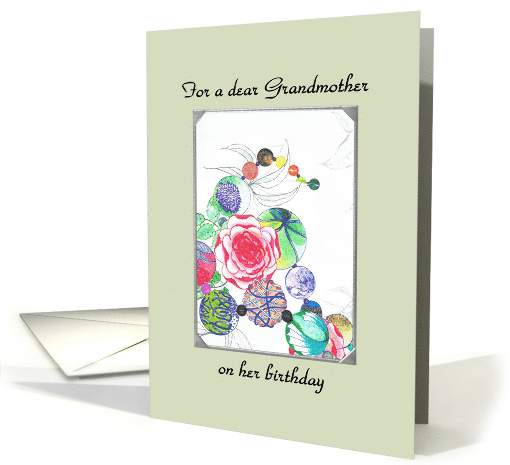 Birthday for Grandmother Abstract Ink Drawing of Florals... (925535)