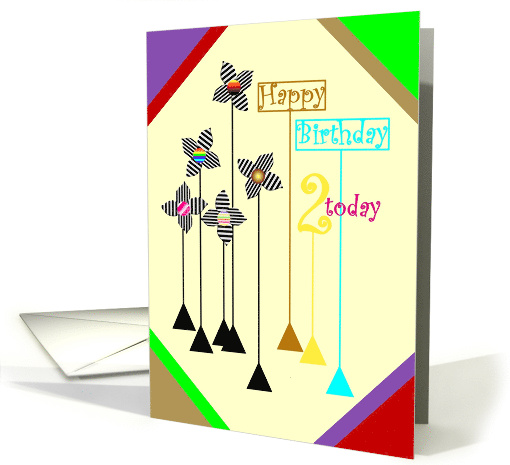 2nd Birthday Paper Windmill Flowers card (925898)