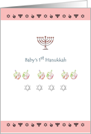 Baby’s 1st Hanukkah Dreidel Menorah and Star of David card