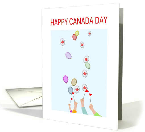 Happy Canada Day Balloons With Red Maple Leaf Motif card (927390)