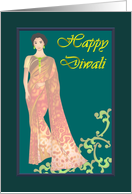Happy Diwali Lady in Beautiful Sari card