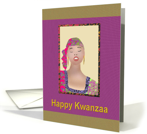 Kwanzaa Model in Colorful Kaftan and Head Scarf card (929728)