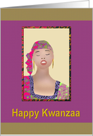 Kwanzaa Model in Colorful Kaftan and Head Scarf card