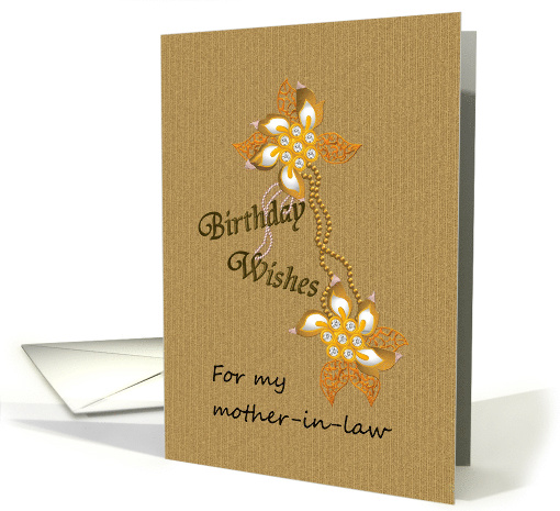 Birthday for Mother-in-Law Pretty Gold and Mother-of-Pearl Charms card